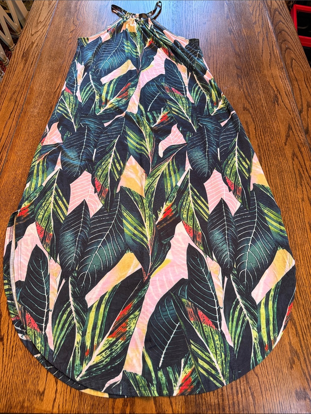 For G and PL Tropical Leaf Maxi Dress Shirttail Hem XL